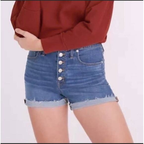 Madewell High Rise Denim Button Fly Jean Shorts Size 25 - Picture 1 of 7